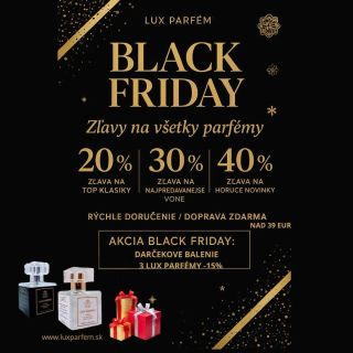 🖤 BLACK FRIDAY v Lux Parfém je TU! 🖤 Najväčšie zľavy roka práve začali – a toto nechceš zmeškať! 🔥 -20 % na všetky parfémy...